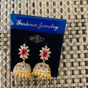 Small size jhumki with color stones